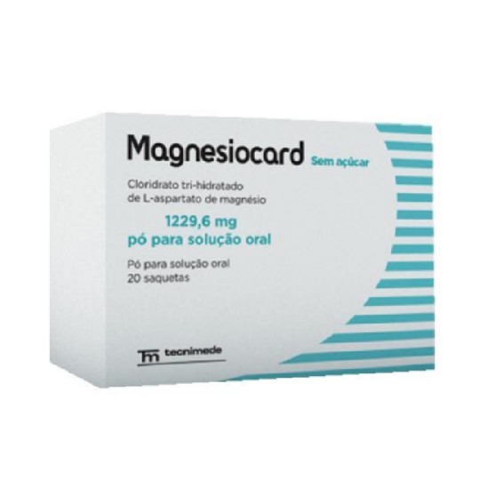 Magnesiocard sem açúcar, 1229.6mg 20 Saquetas 4g Po sol oral